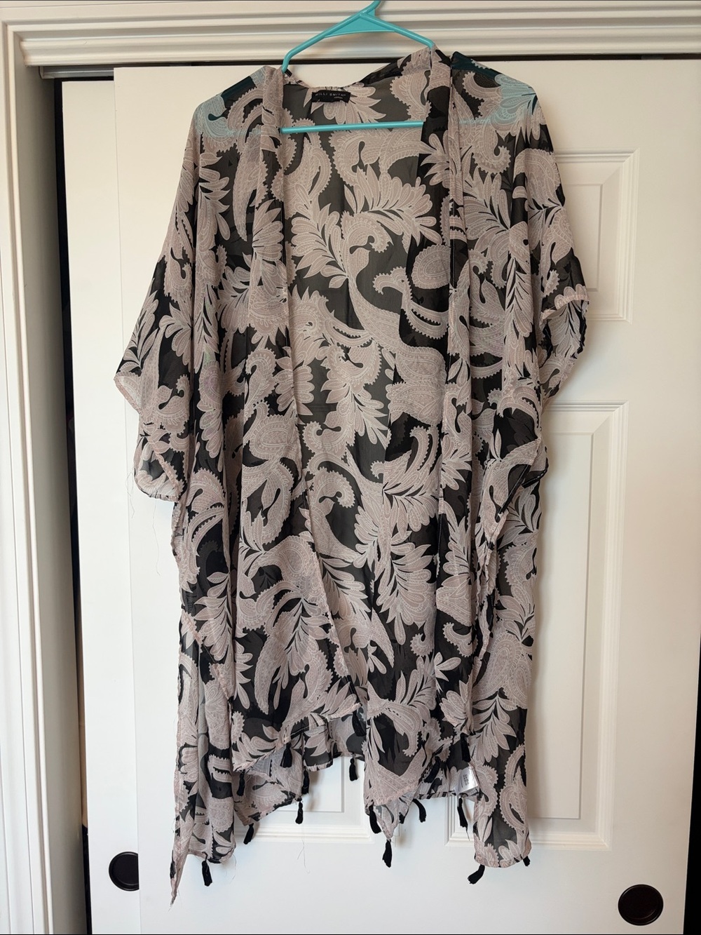 Black & Cream Floral Sheer cover up